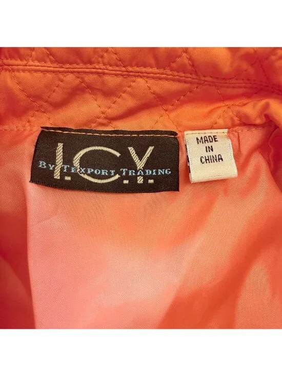 Womens I.C.Y. Quilted Vest XL Creamsicle Orange With Pockets Lightweight Layer - Picture 12 of 15